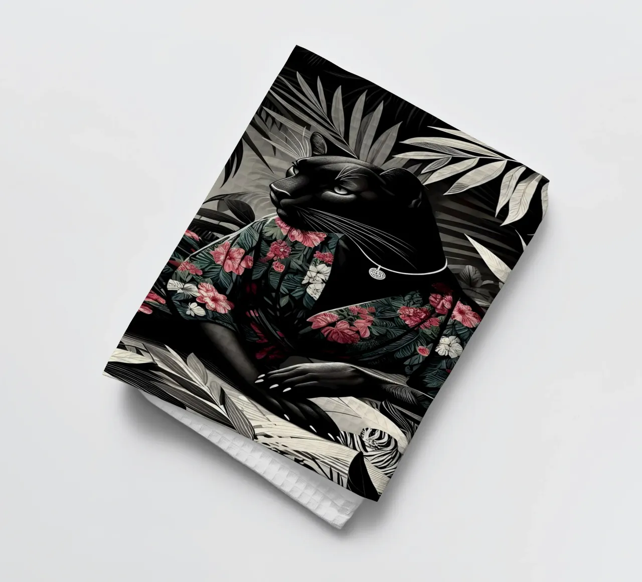Anthropomorphic Panther tea towel by ARTOMATIC