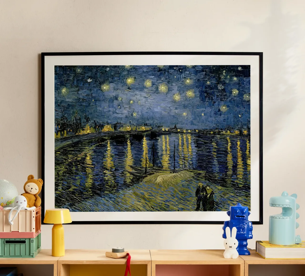 Vincent van Gogh - Notte stellata sul Rodano , 1888 poster con telaio in legno da Timeless Artworks