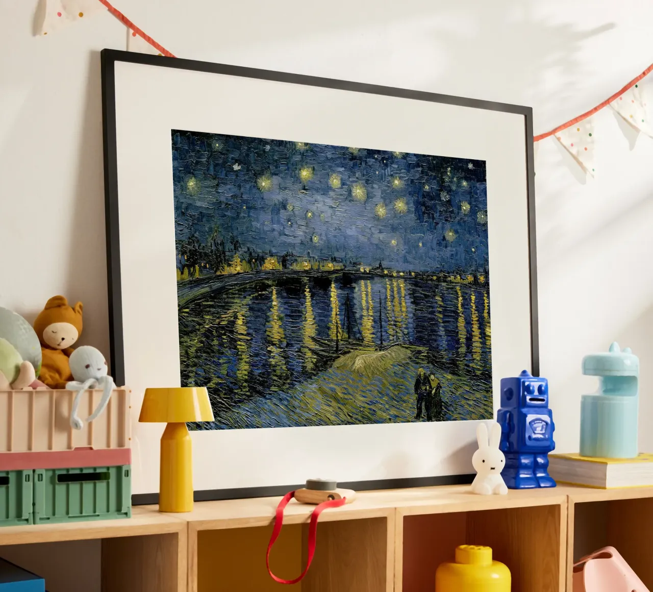 Vincent van Gogh - Notte stellata sul Rodano , 1888 poster con telaio in legno da Timeless Artworks