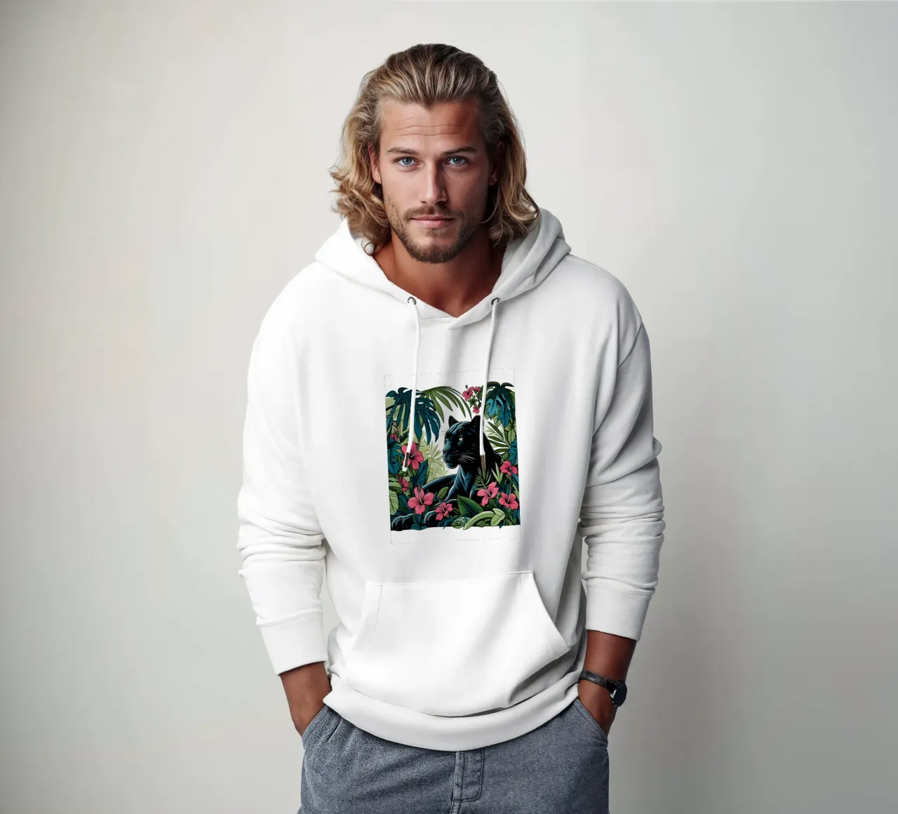 Pantera Botánica Jungla Print sudadera con capucha de ARTOMATIC