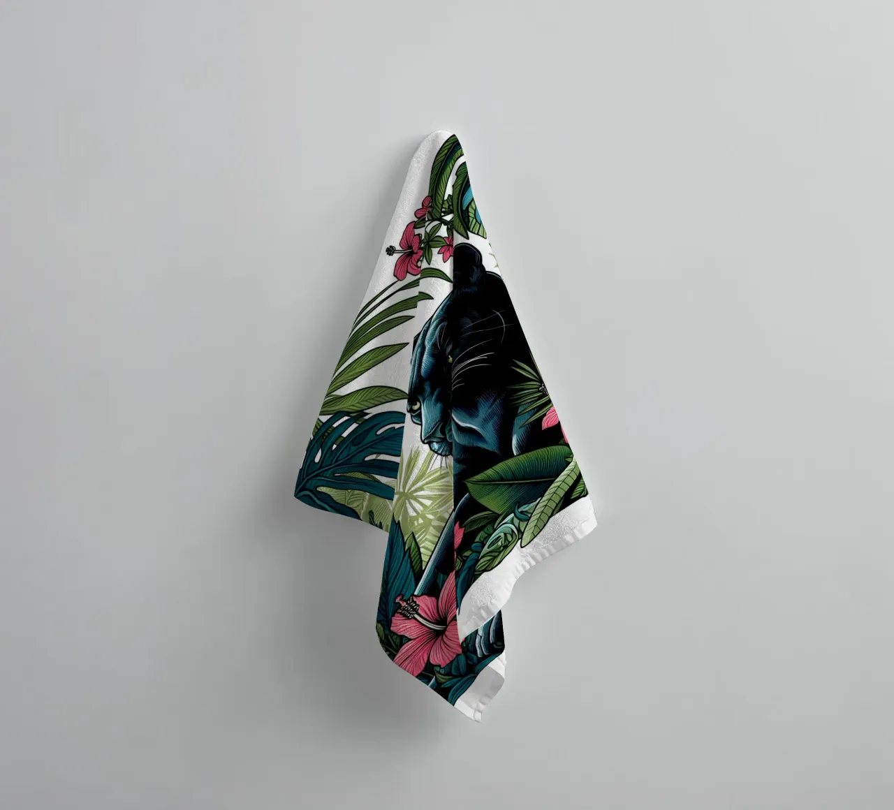 Panter Botanische Jungle Print badhanddoek van ARTOMATIC