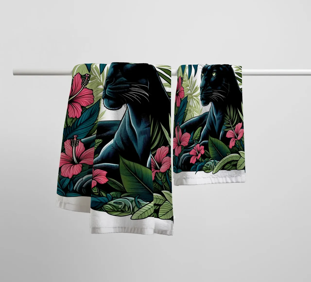 Panter Botanische Jungle Print badhanddoek van ARTOMATIC