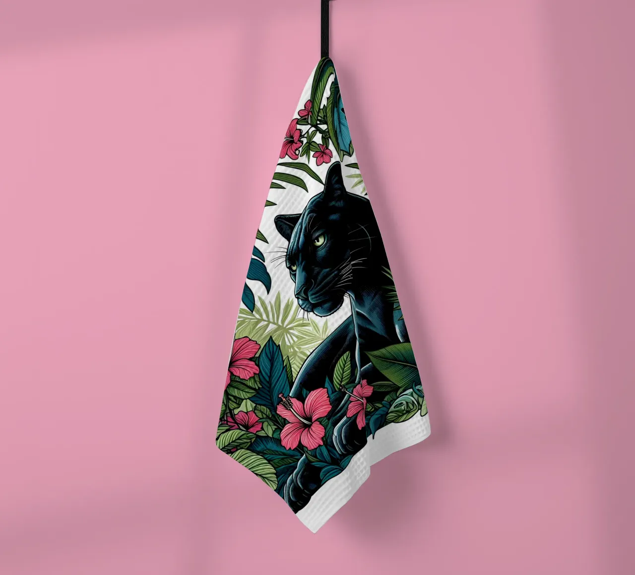 Panther Botanical Jungle Print torchon de ARTOMATIC