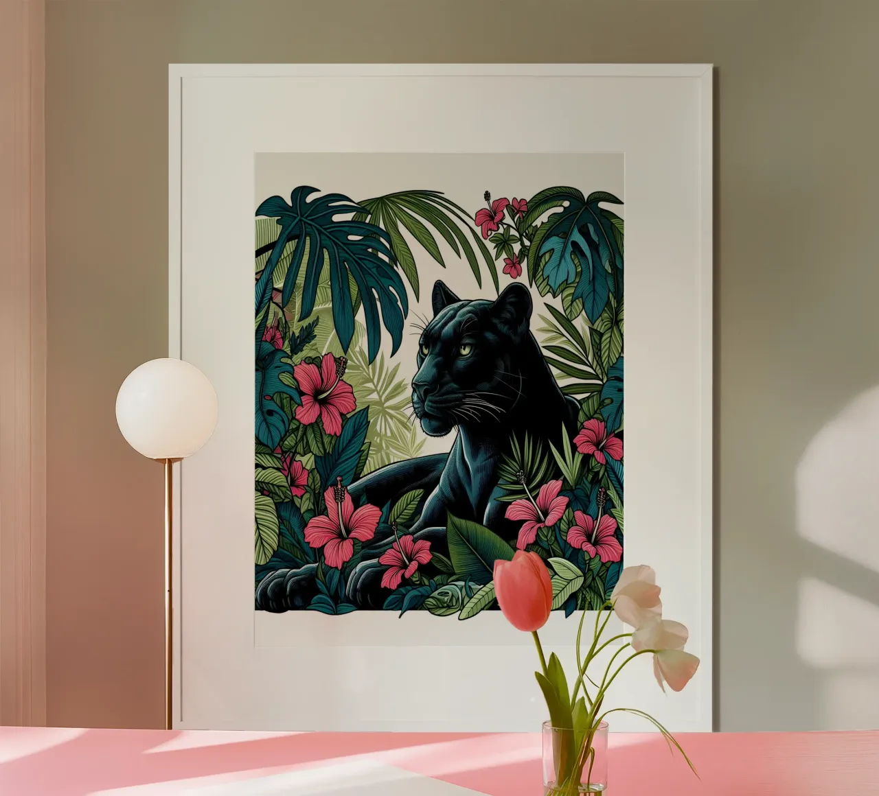 Panther Botanischer Dschungel Druck Poster von ARTOMATIC
