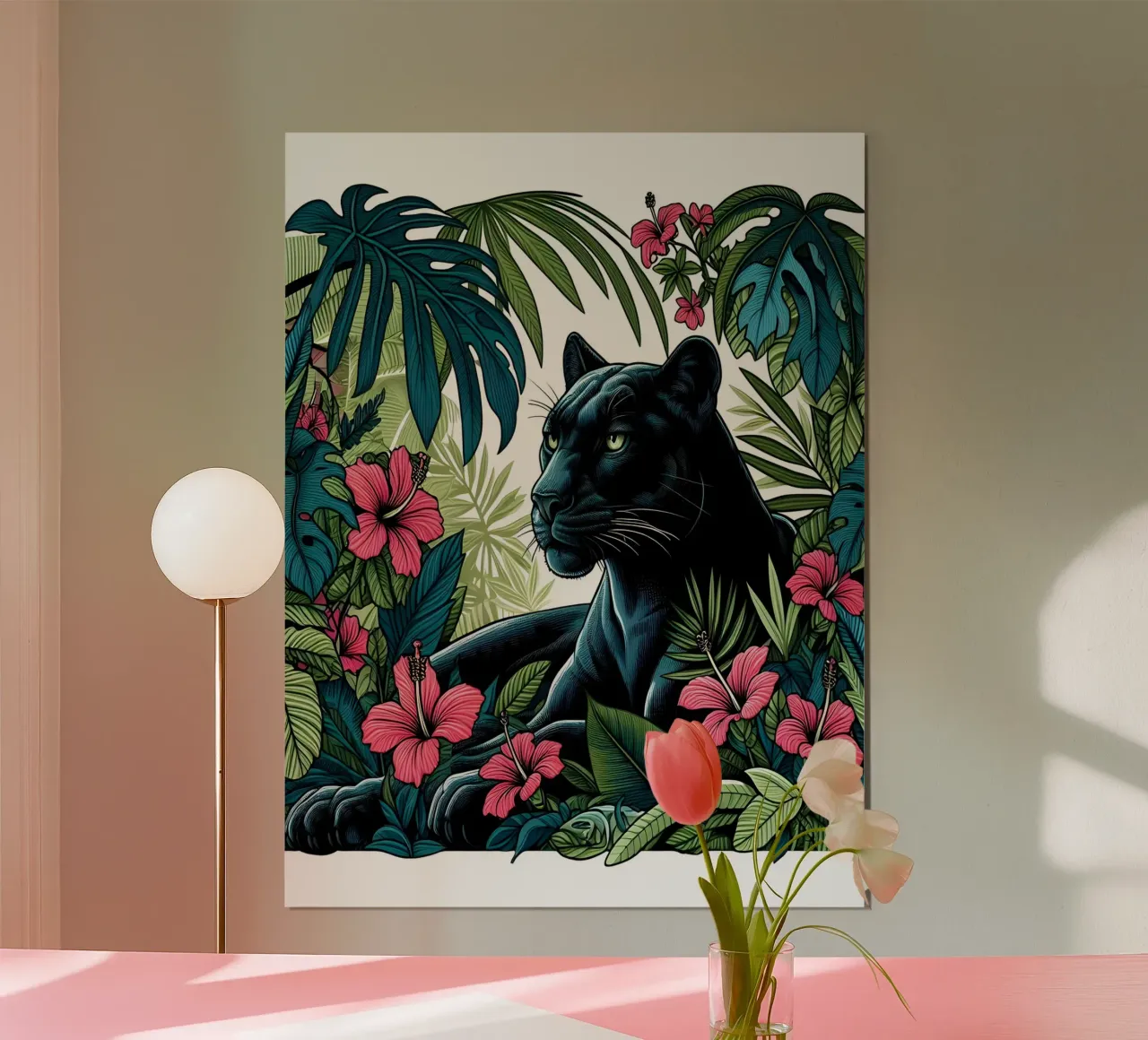 Panther Botanischer Dschungel Druck Poster von ARTOMATIC