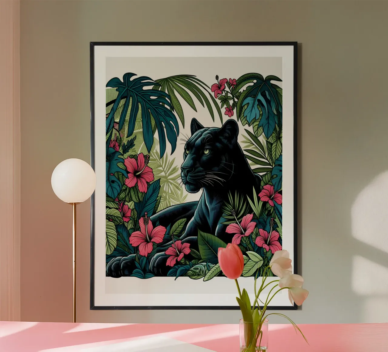 Panther Botanischer Dschungel Druck Poster von ARTOMATIC