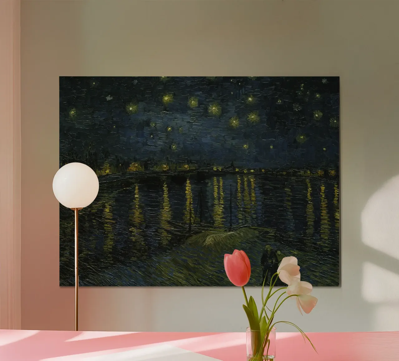 Vincent van Gogh - Notte stellata sul Rodano poster con telaio in legno da Timeless Artworks