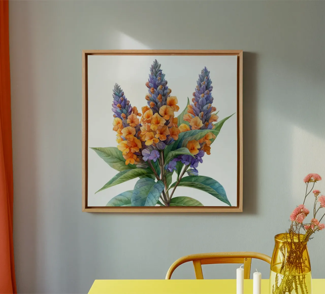 Vlinderstruik bloem 2 canvas met Baklijst van Bold Blooms