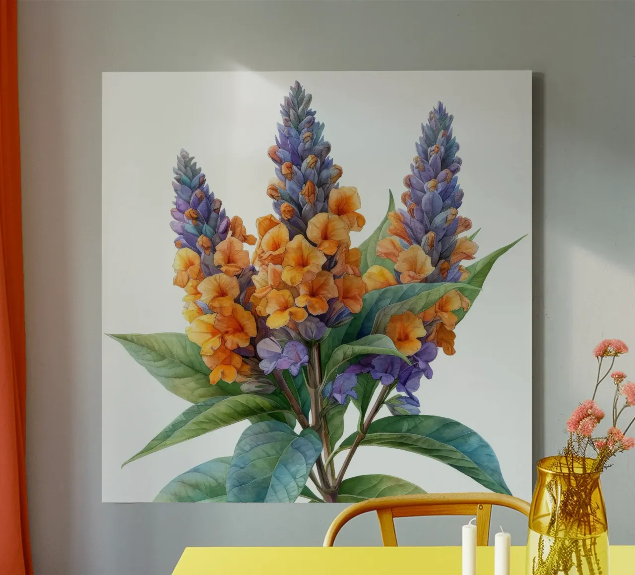 Vlinderstruik bloem 2 canvas met Baklijst van Bold Blooms