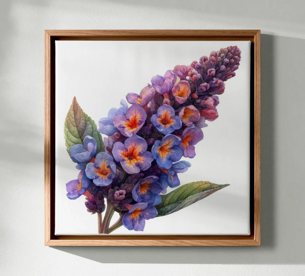 Vlinderstruik bloem 1 canvas met Baklijst van Bold Blooms