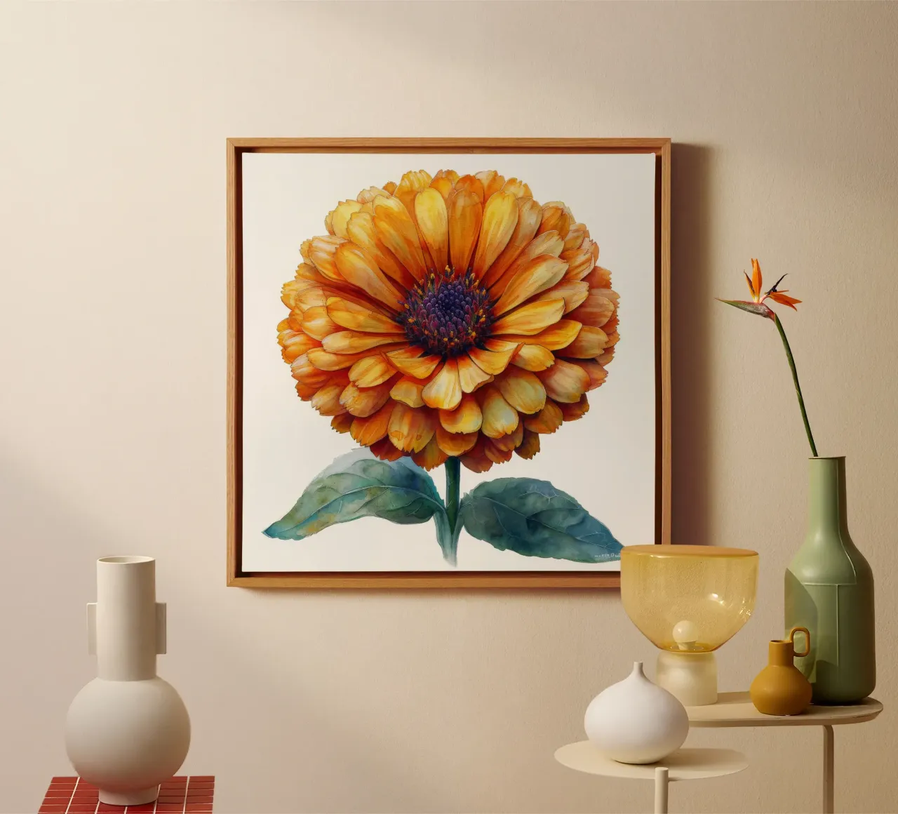 Fiore di calendula 3 tela con Cornice a cassetta da Bold Blooms