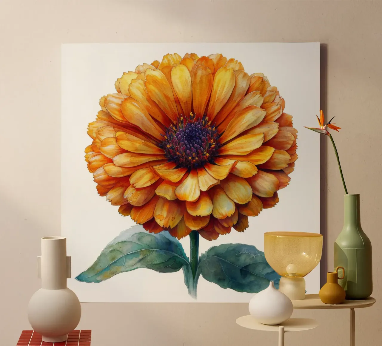 Fiore di calendula 3 tela con Cornice a cassetta da Bold Blooms