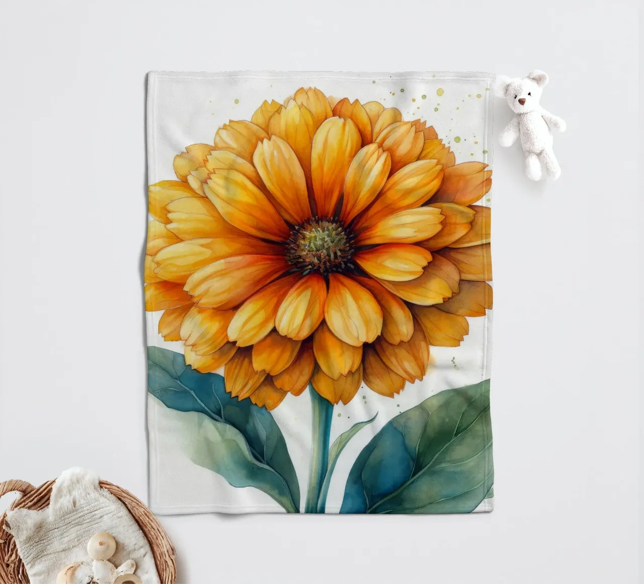 Fiore di calendula 4 coperta in pile da Bold Blooms