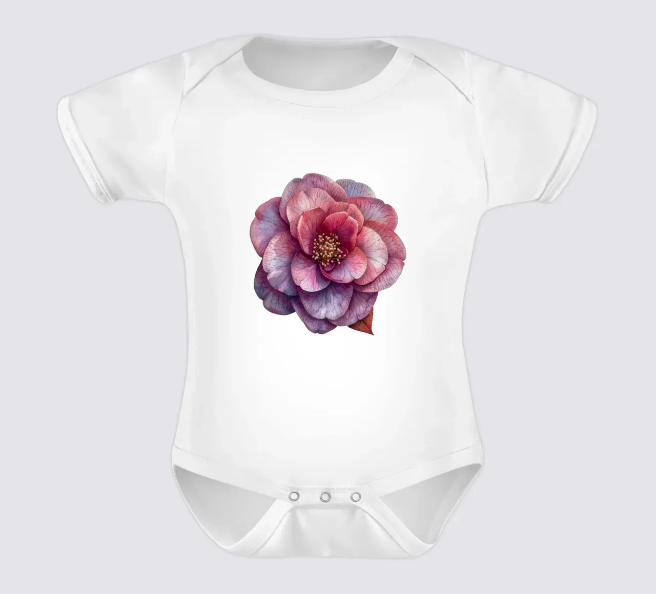 Fiore di camelia 3 body neonato maniche corte da Bold Blooms