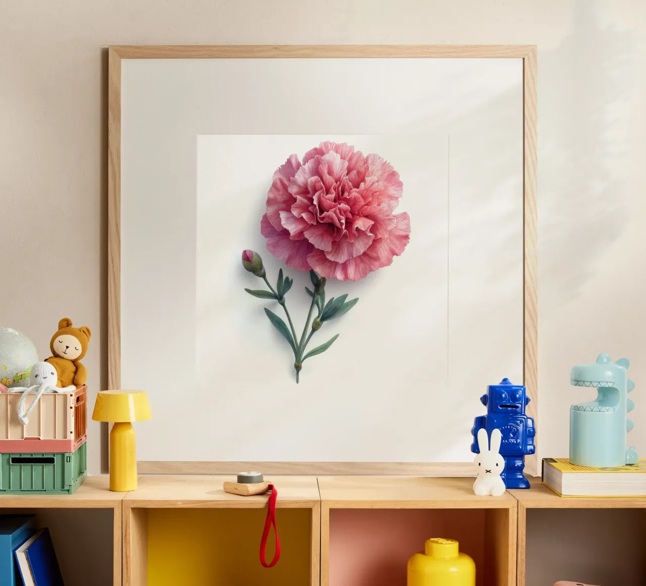 Fiore di garofano 1 poster con telaio in alluminio da Bold Blooms