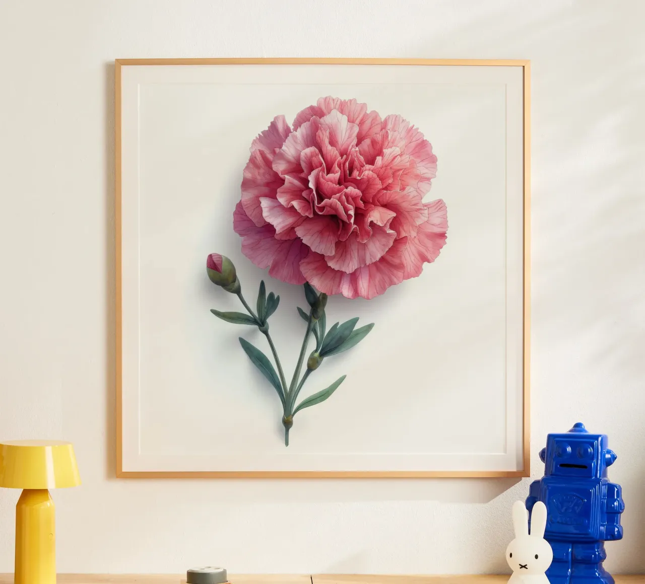 Fiore di garofano 1 poster con telaio in alluminio da Bold Blooms