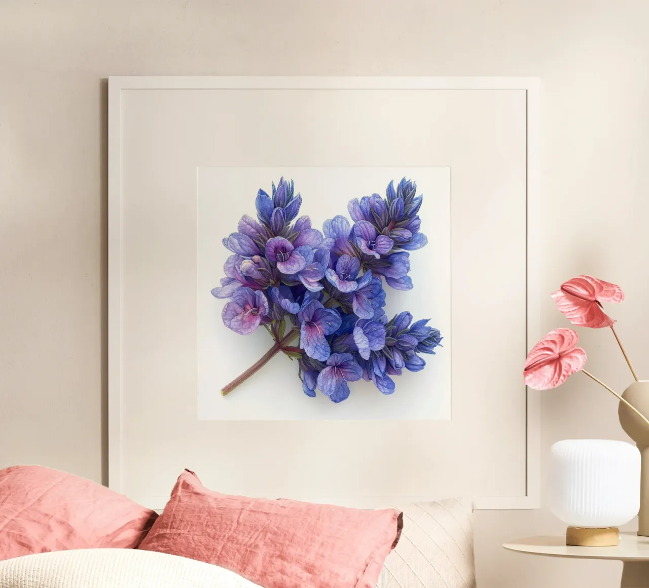 Fiore di menta gatta 3 poster con telaio in legno da Bold Blooms