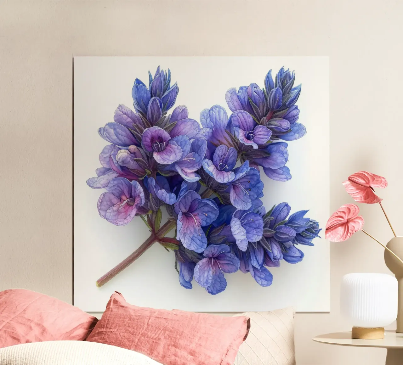 Fiore di menta gatta 3 poster con telaio in legno da Bold Blooms