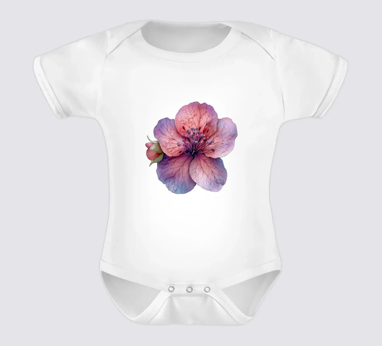 Clarkia Flower 2 short-sleeve baby romper by Bold Blooms