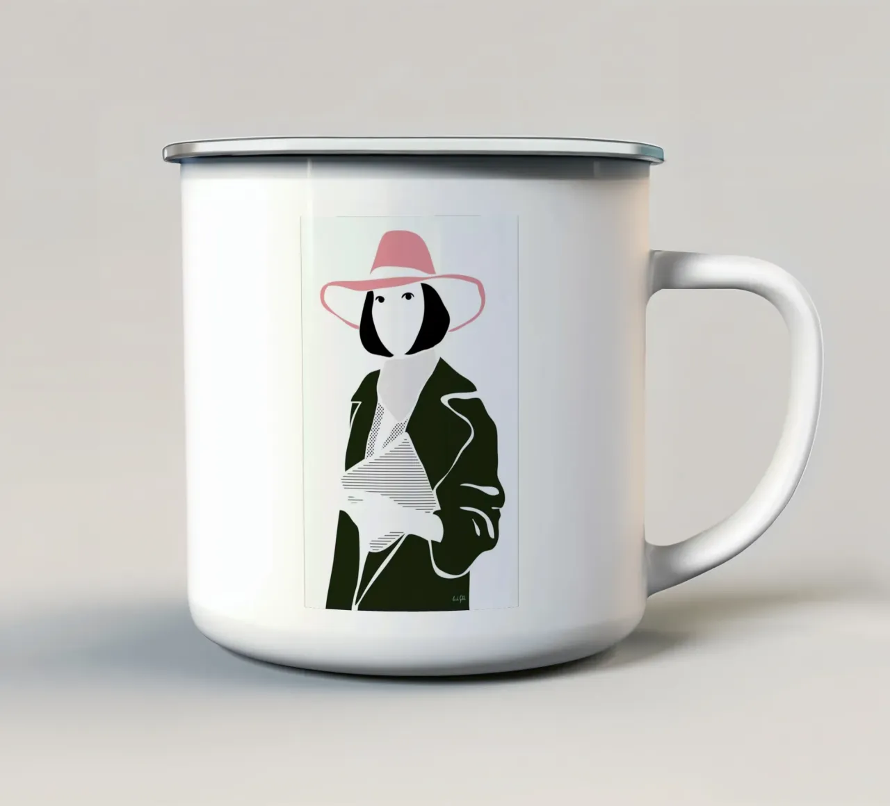 Girl in a Hat tazza in smalto da Linda Gobeta