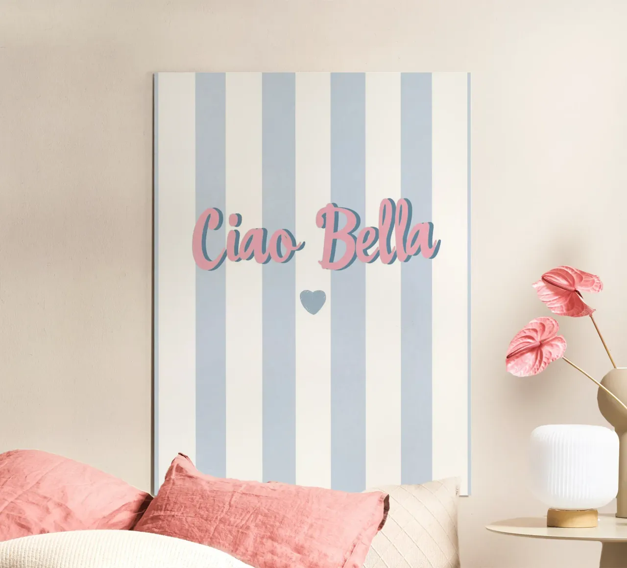 Strisce pastello "Ciao Bella poster con telaio in plastica da Carinaprint