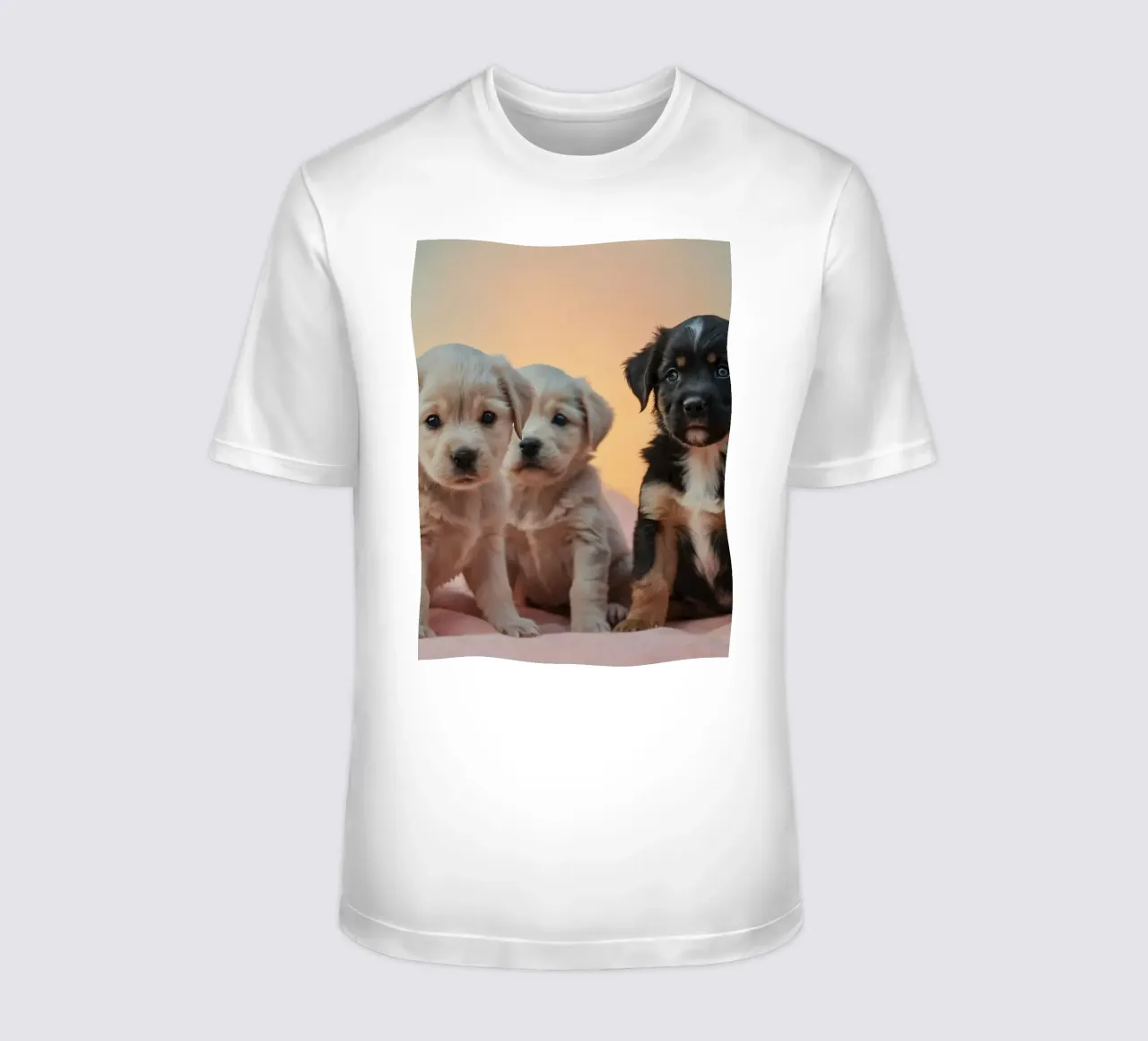 Trois chiots enjoués se reposant sur une couverture douce dans une chambre confortable t-shirt de DesignDoodle