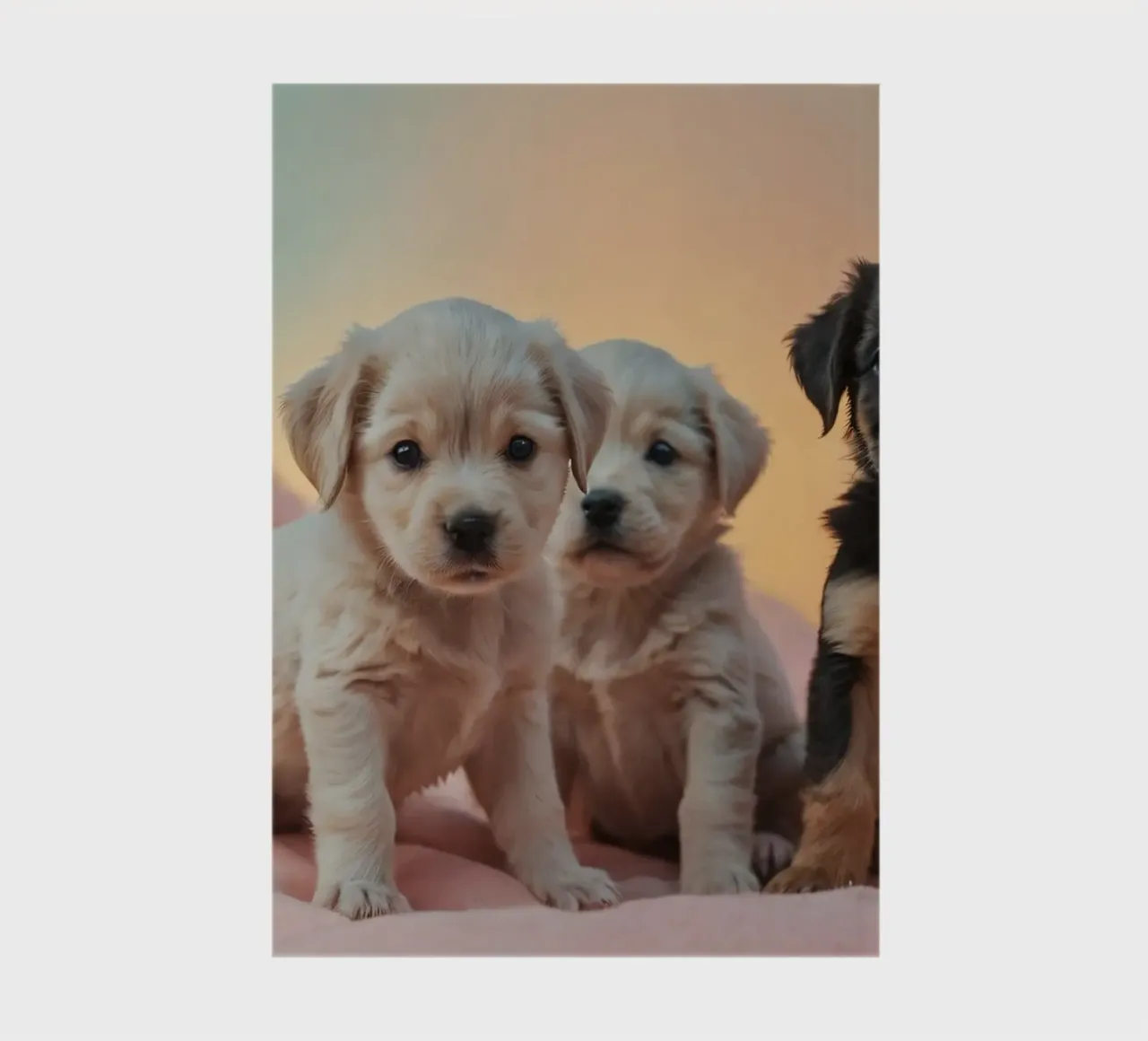 Trois chiots enjoués se reposant sur une couverture douce dans une chambre confortable carnet de notes de DesignDoodle