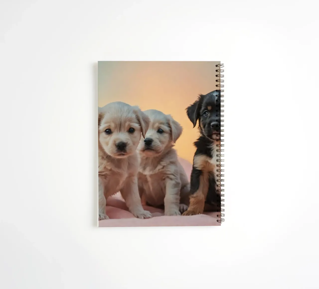 Trois chiots enjoués se reposant sur une couverture douce dans une chambre confortable carnet à spirale de DesignDoodle