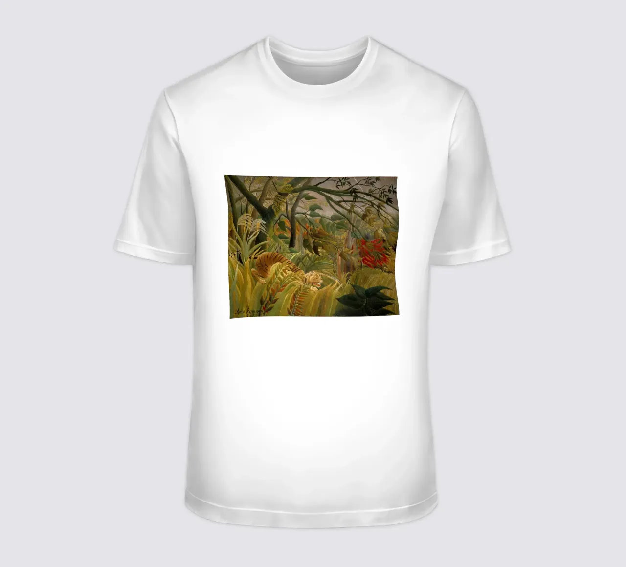 Henri Rousseau - Tigre in una tempesta tropicale t-shirt da Timeless Artworks