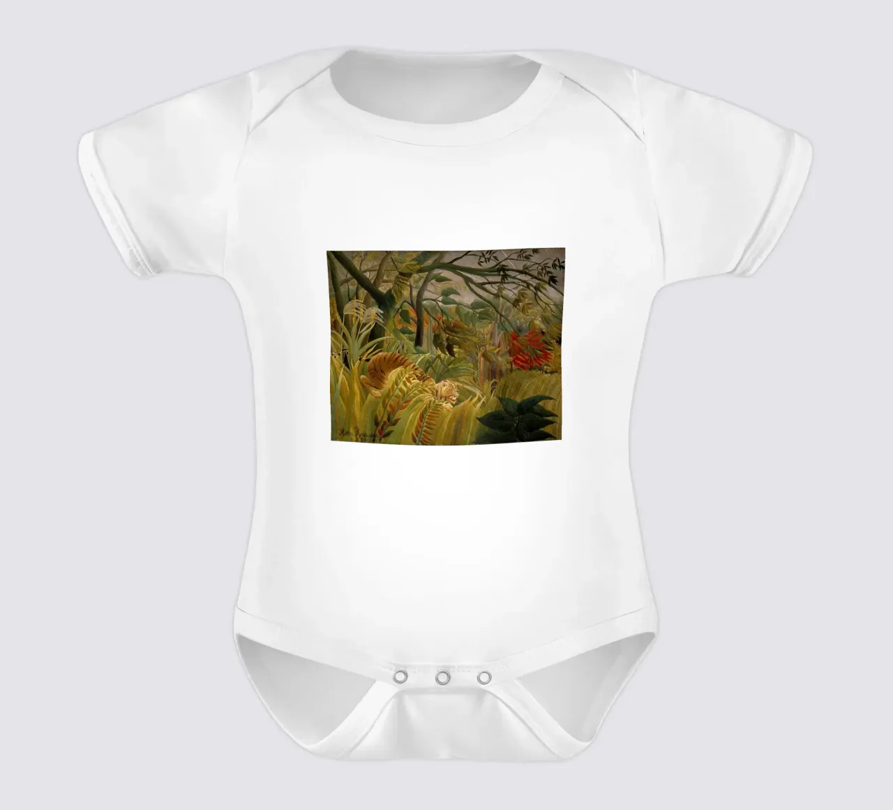 Henri Rousseau - Tigre in una tempesta tropicale body neonato maniche corte da Timeless Artworks