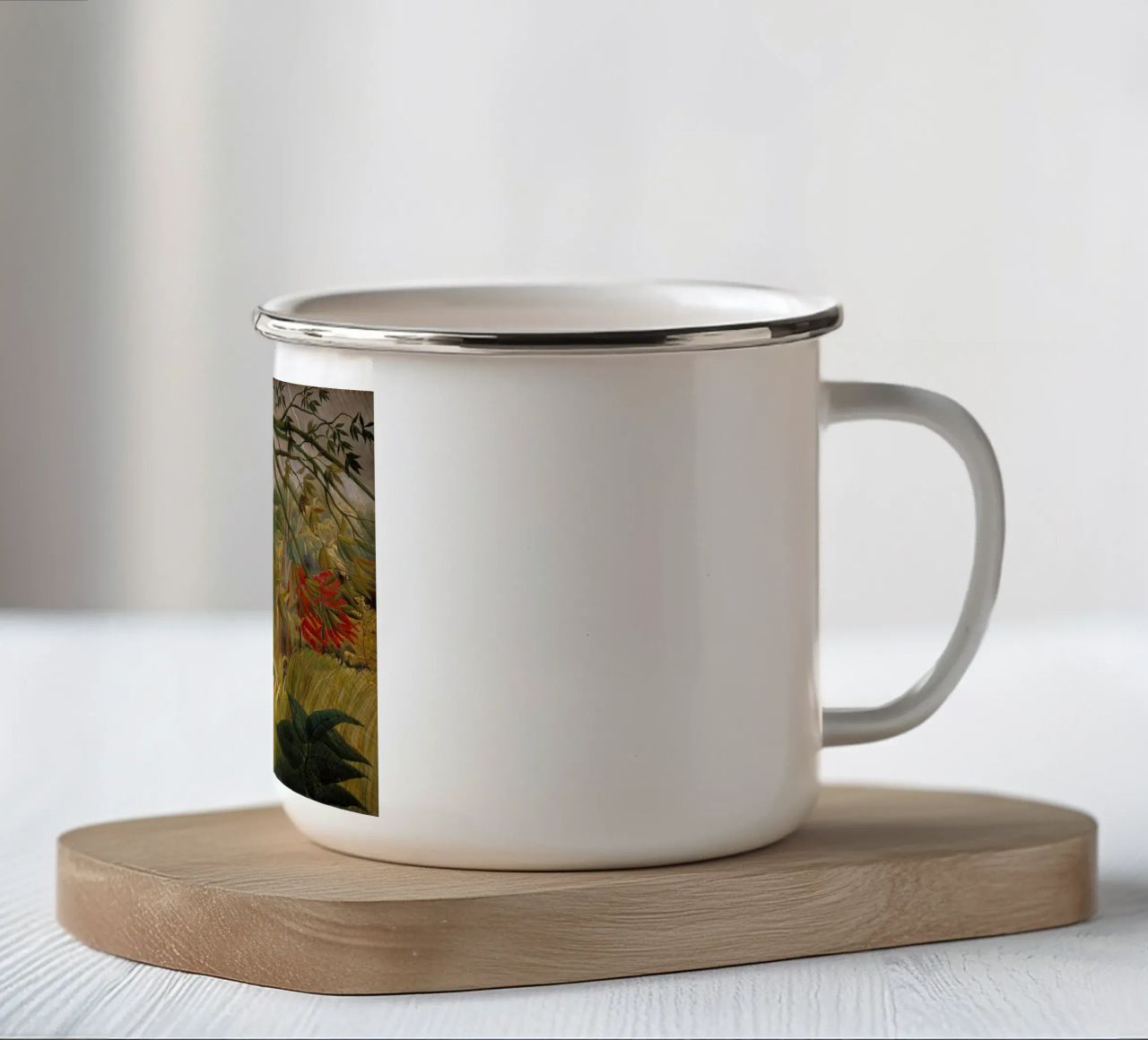 Henri Rousseau - Tigre in una tempesta tropicale tazza in smalto da Timeless Artworks