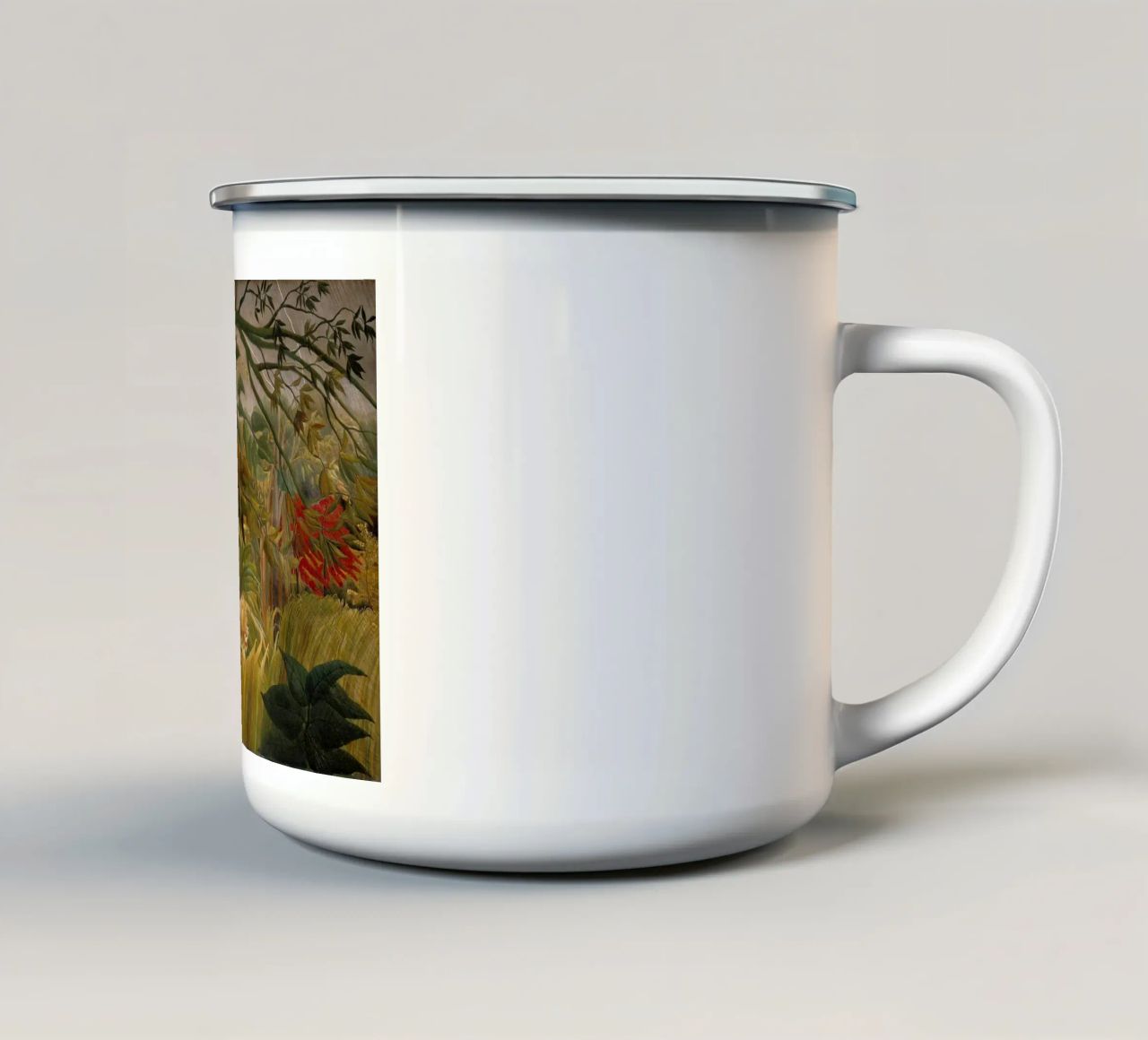 Henri Rousseau - Tigre in una tempesta tropicale tazza in smalto da Timeless Artworks