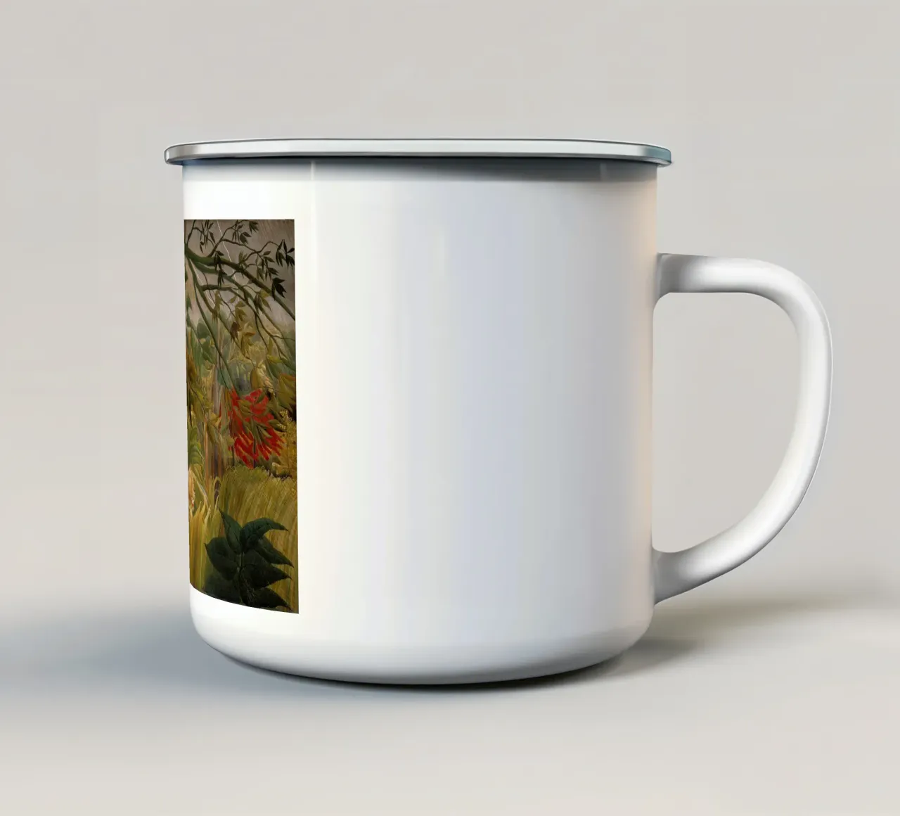 Henri Rousseau - Tigre in una tempesta tropicale tazza in smalto da Timeless Artworks