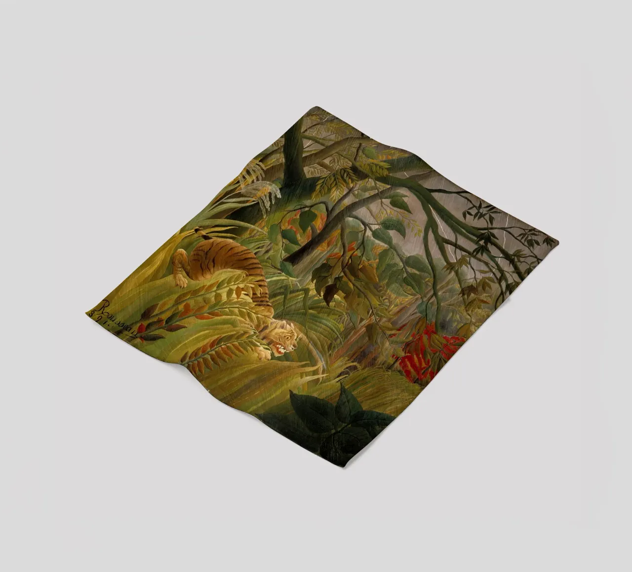 Henri Rousseau - Tigre in una tempesta tropicale coperta in pile da Timeless Artworks