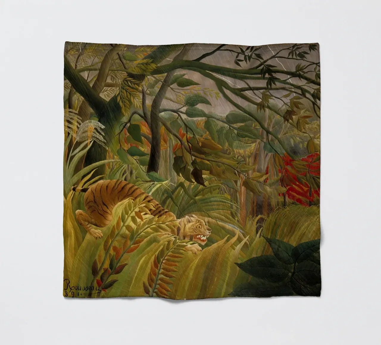 Henri Rousseau - Tigre in una tempesta tropicale coperta in pile da Timeless Artworks