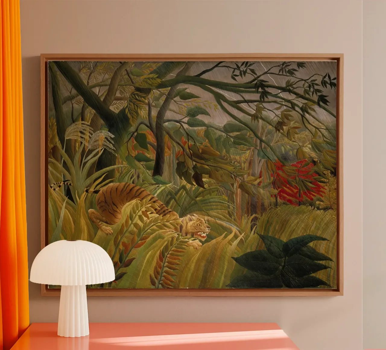 Henri Rousseau - Tigre in una tempesta tropicale tela con Cornice a cassetta da Timeless Artworks