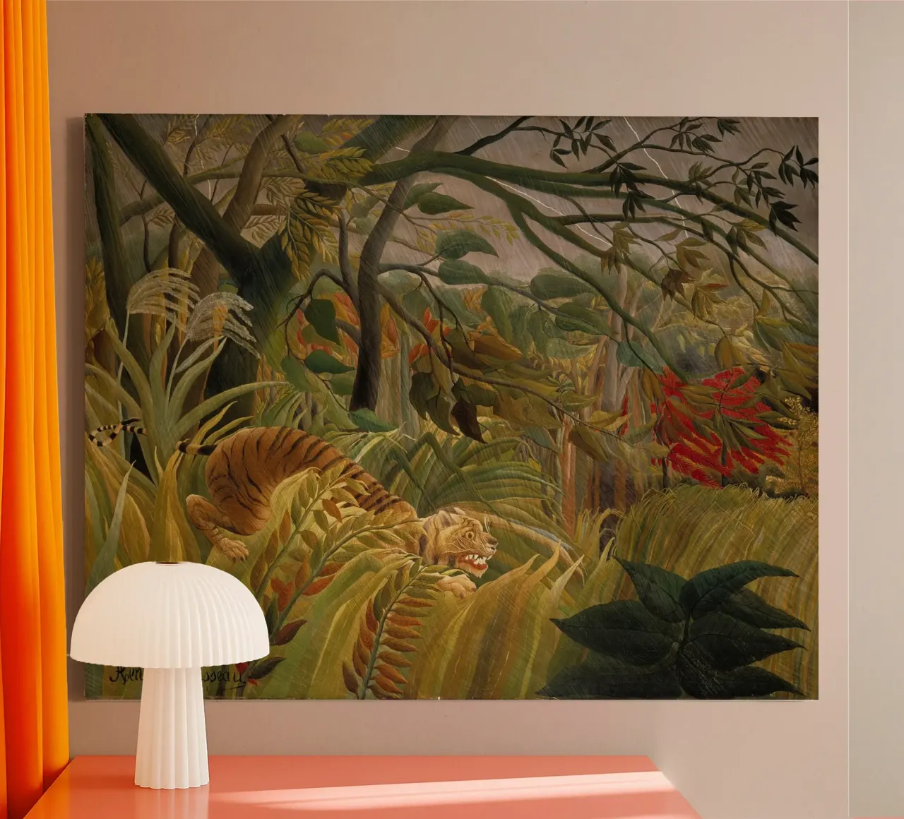 Henri Rousseau - Tigre in una tempesta tropicale tela con Cornice a cassetta da Timeless Artworks