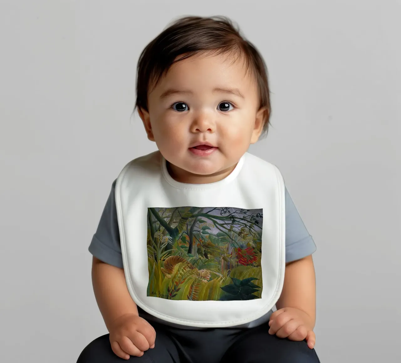 Una tigre in una tempesta tropicale - Henri Rousseau bavaglino da Timeless Artworks