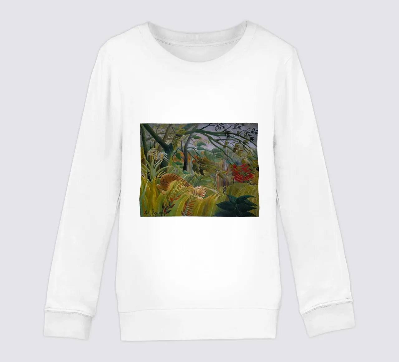 Tigre dans une tempête tropicale - Henri Rousseau sweat enfant de Timeless Artworks