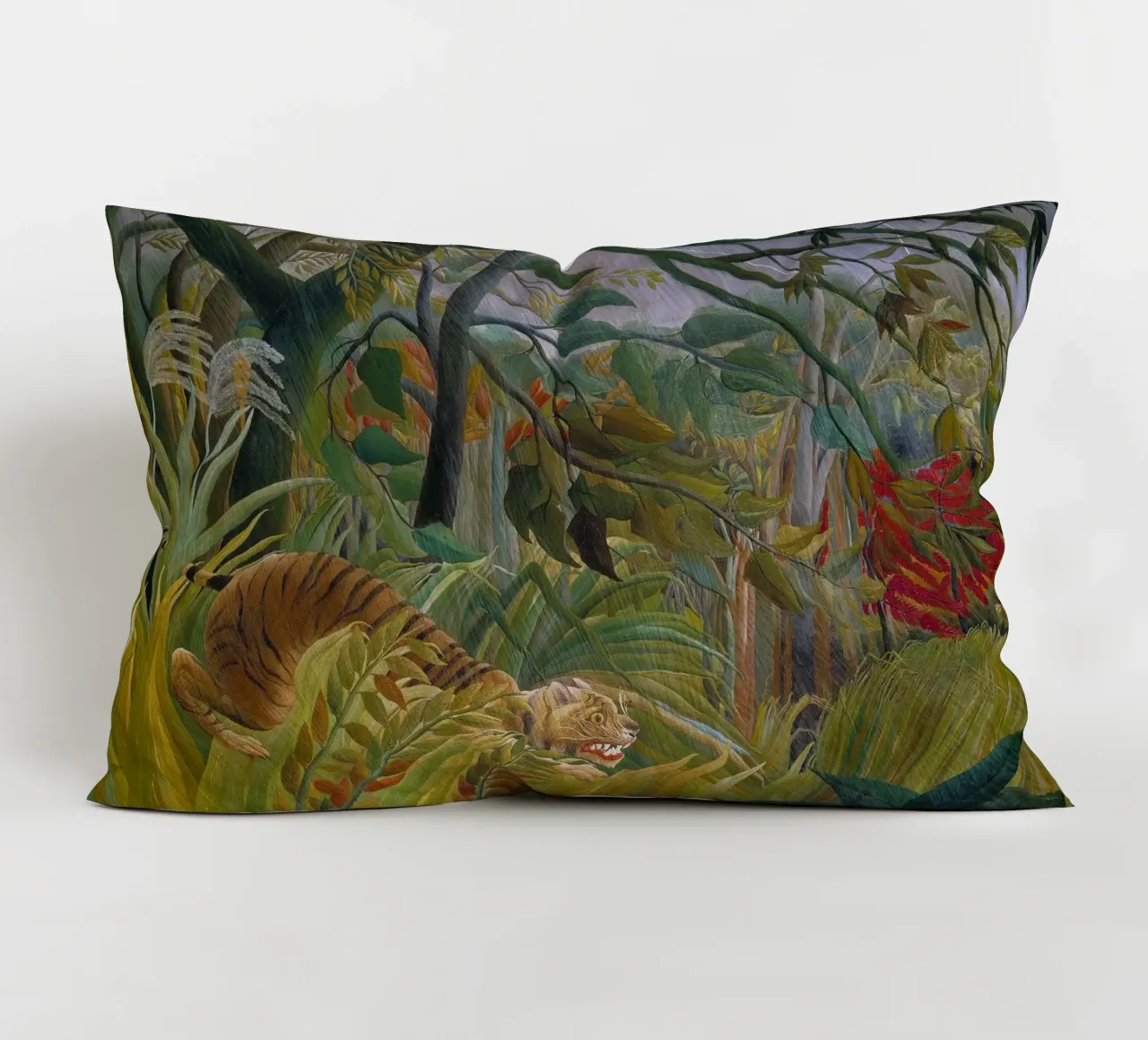 Una tigre in una tempesta tropicale - Henri Rousseau cuscino da Timeless Artworks