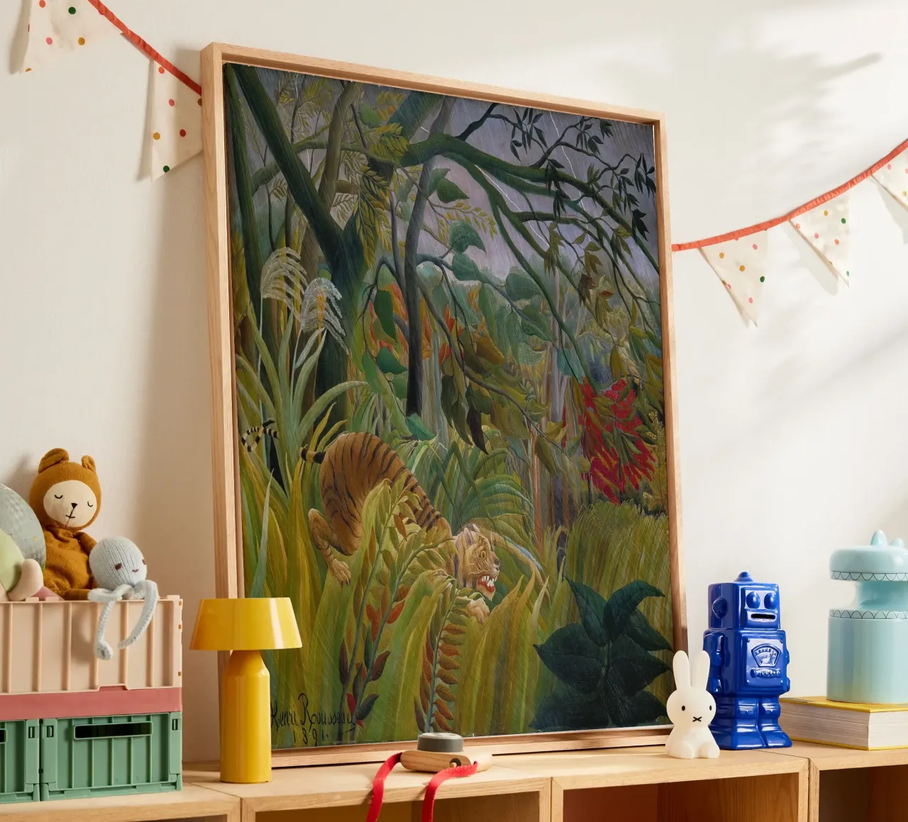 Una tigre in una tempesta tropicale - Henri Rousseau tela con Cornice a cassetta da Timeless Artworks