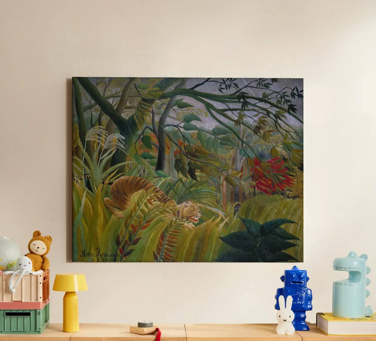 Una tigre in una tempesta tropicale - Henri Rousseau tela con Cornice a cassetta da Timeless Artworks