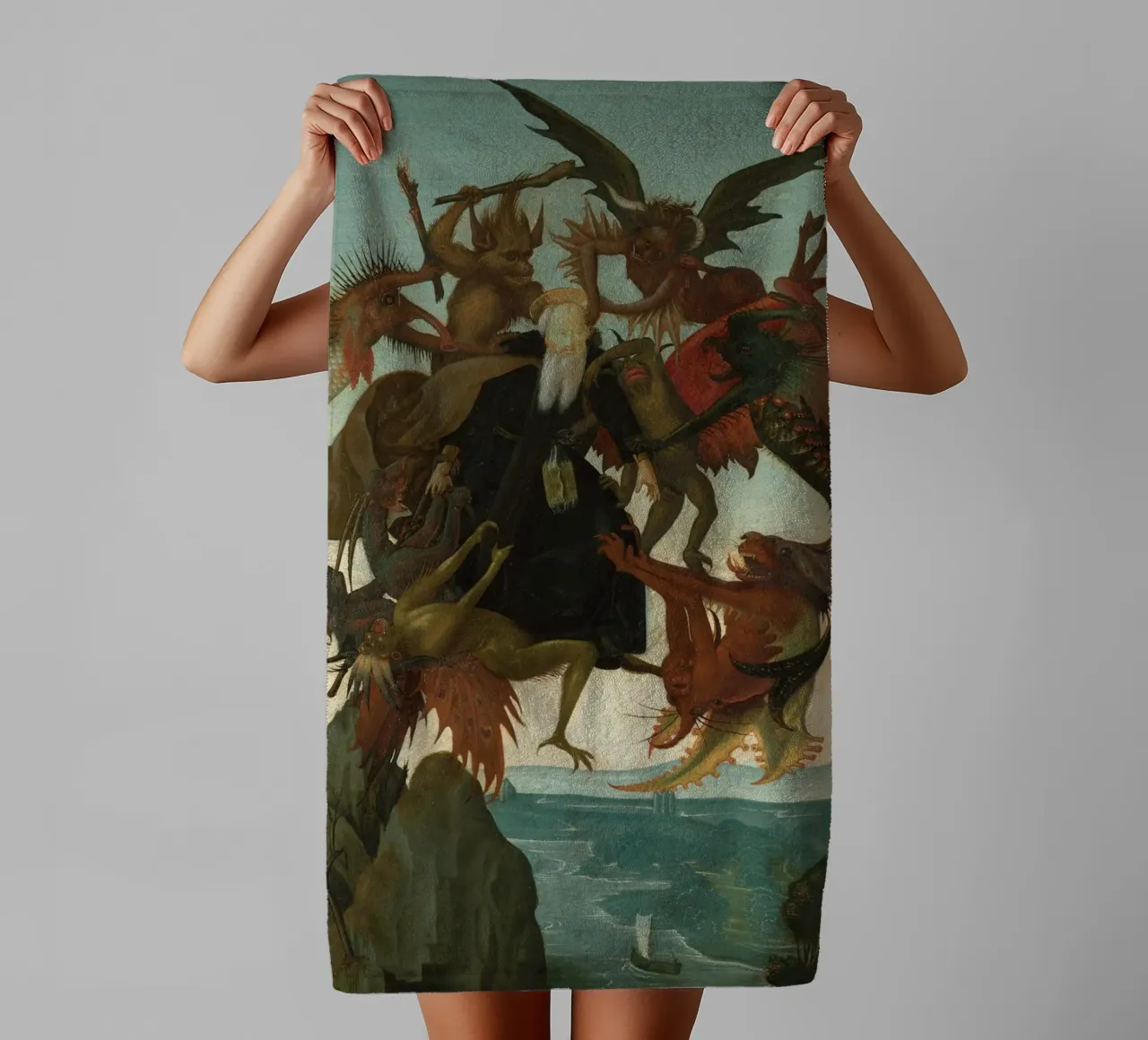 Michelangelo - The Torment of Saint Anthony towel by Timeless Artworks