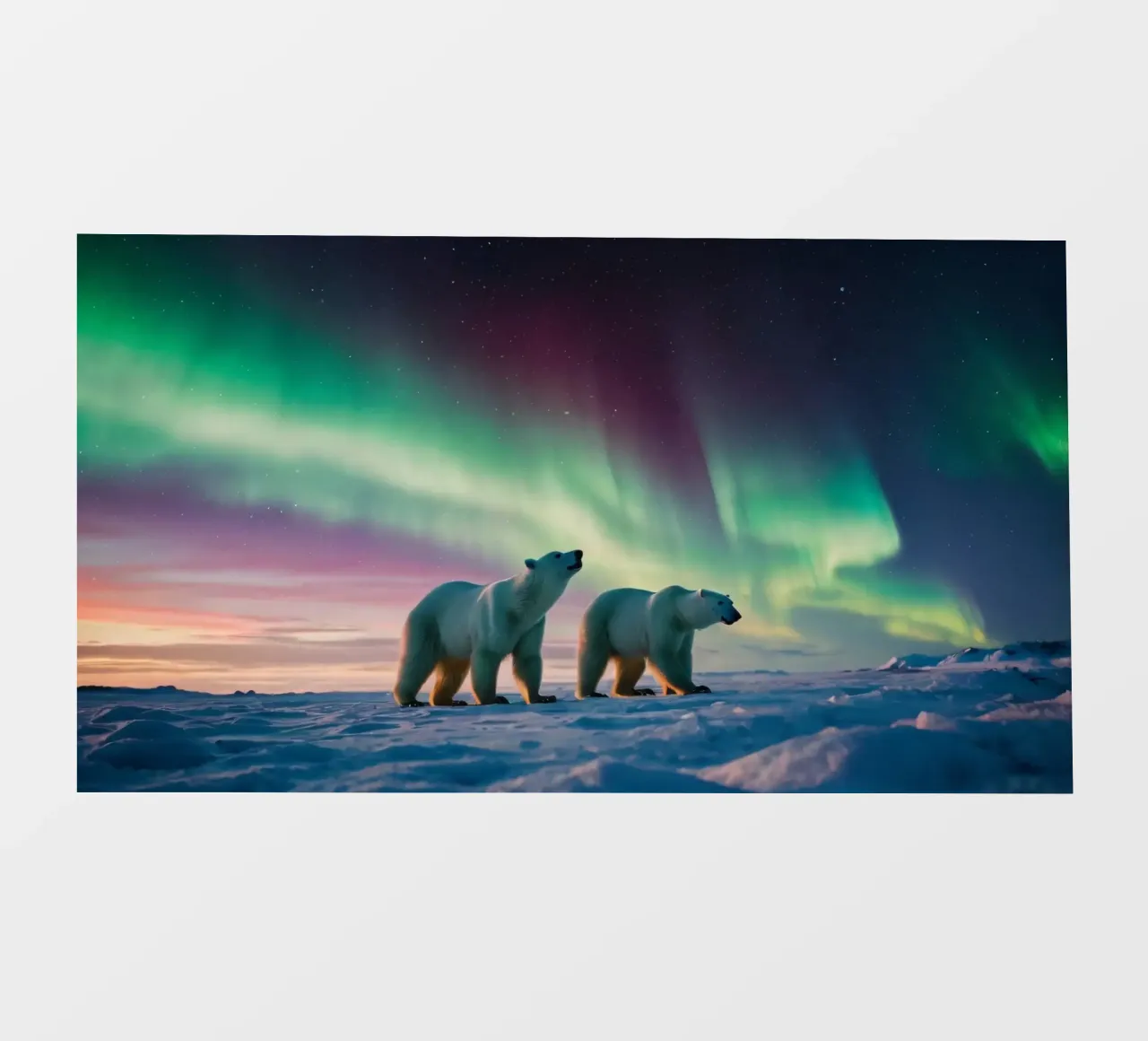 Gli orsi polari camminano sotto la vivida aurora boreale telo in pvc da DesignDoodle