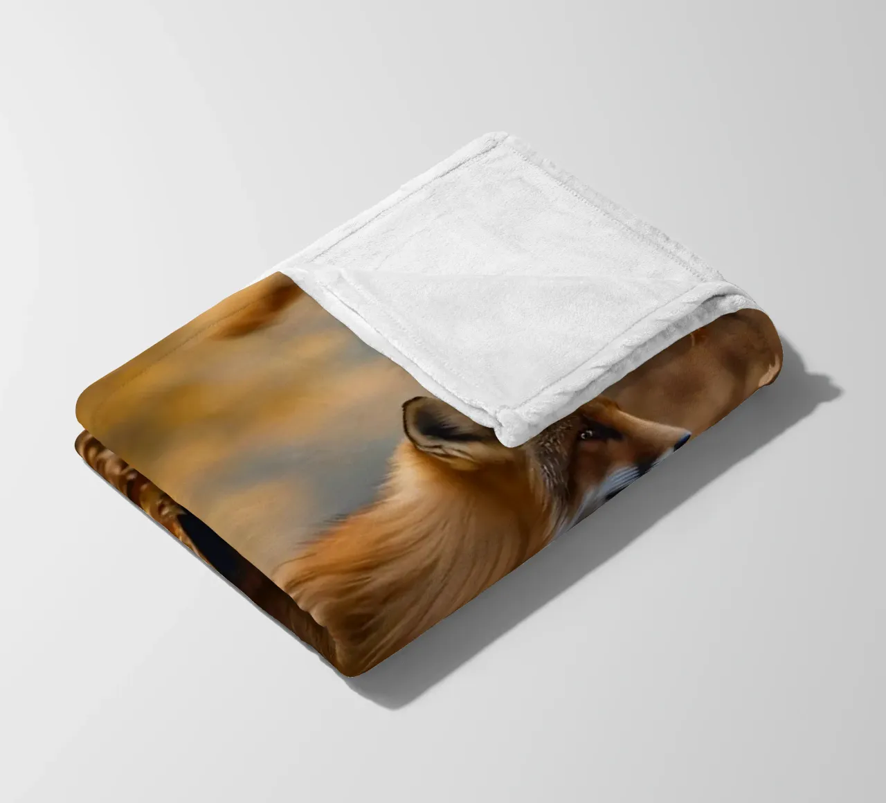 Fox gracefully walks through forest covered autumn leaves fleece blanket by DesignDoodle