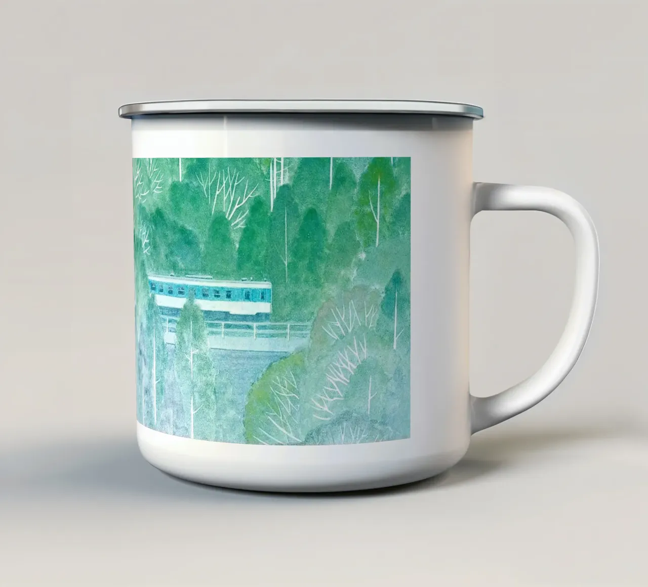 rima di verde tazza in smalto da Noji-Mikiko
