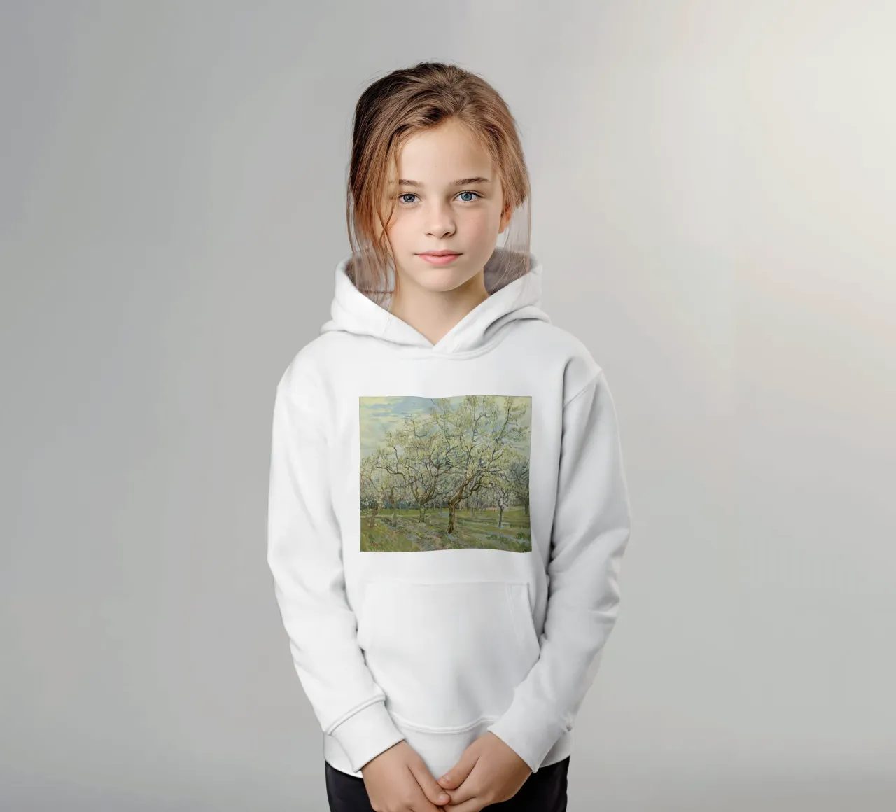 Vincent van Gogh - Frutteto bianco felpa bambino con cappuccio da Timeless Artworks