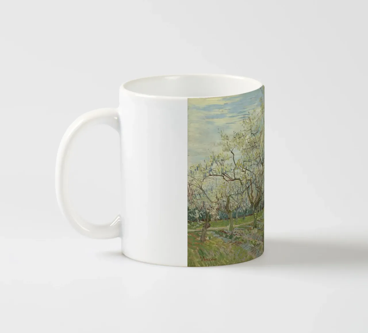 Vincent van Gogh - Frutteto bianco tazza in ceramica da Timeless Artworks