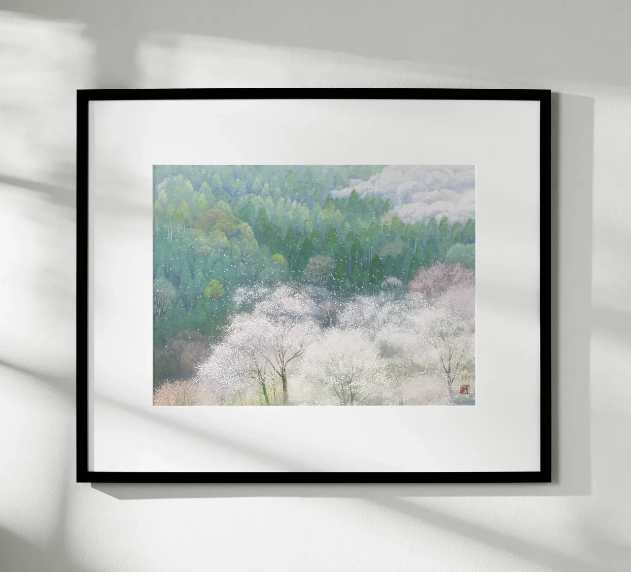 Frühlingswald Poster mit Holzrahmen von Noji-Mikiko