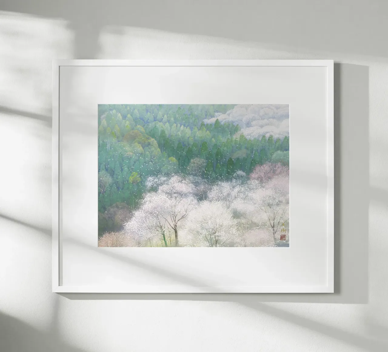 Frühlingswald Poster mit Holzrahmen von Noji-Mikiko